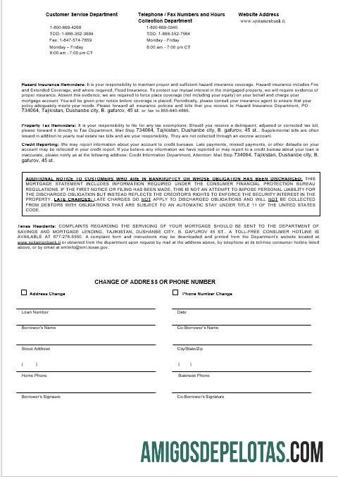 Extrato de hipoteca do Tajiquistão Spitamen Bank em formatos Word e PDF 3 exemplo real